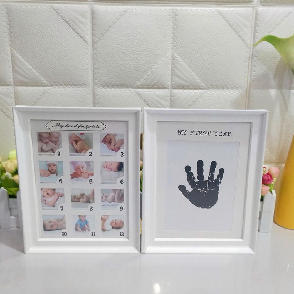 Fotoramme baby fotoramme nyfødt væg billedbog type baby alder børn 12 måneder vækst håndaftryk fodaftryk fotoramme