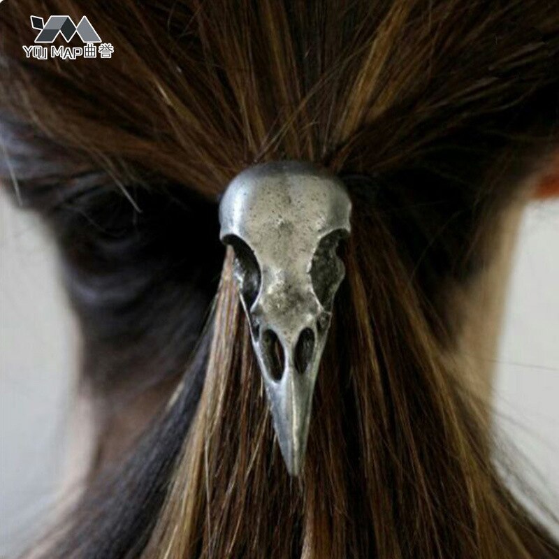 Accesorios para el cabello Punk de Europa y América, banda para el pelo con esqueleto y calavera Cuervo de Metal estéreo, estilo famoso, multicolor S