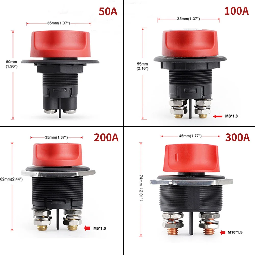 Car Switches Relays 50A 100A 200A 300A 12V Car Battery Disconnect Switchs Cut Off Isolator Switch For RV Motorcycle Truck