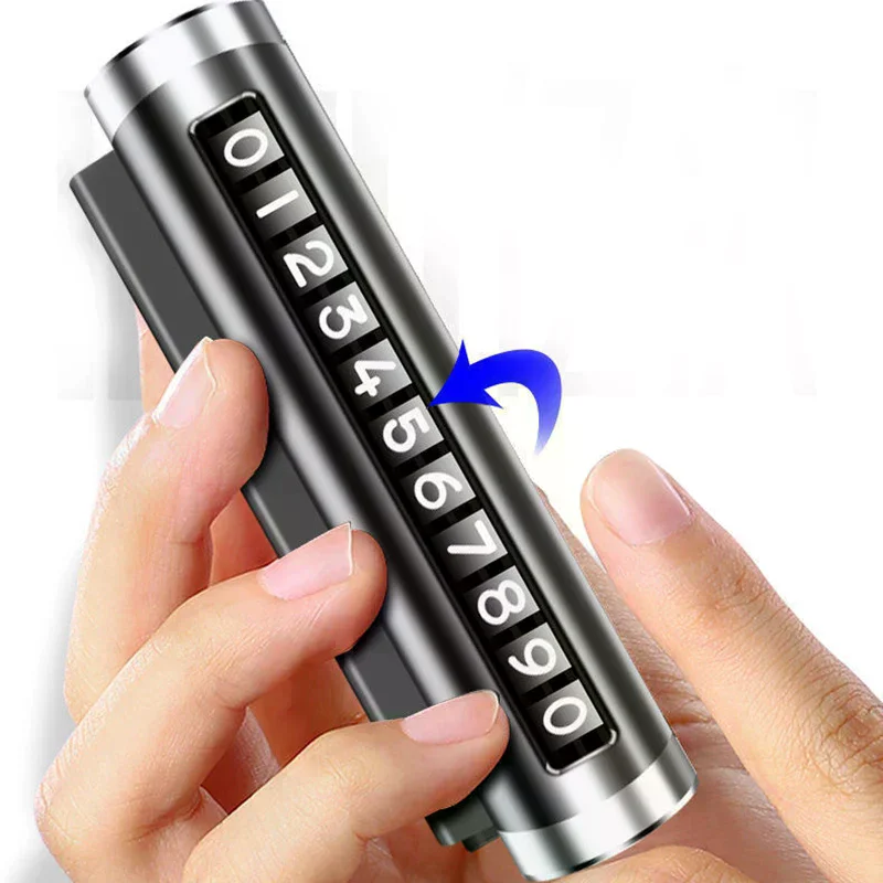 Metal Car Temporary Parking Card Rotate Phone Number Plate Aluminum Stickers Park Stop In Car-styling Auto Accessories