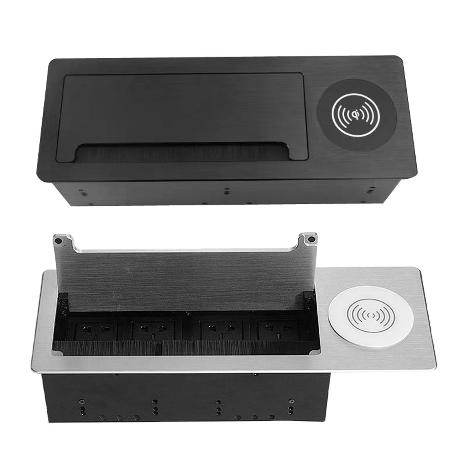 Aluminium Alloy Recessed Tabletop Socket Plate Power Socket 3.5mm Jack Electric Socket Outlet Wireless Cellphone Charging