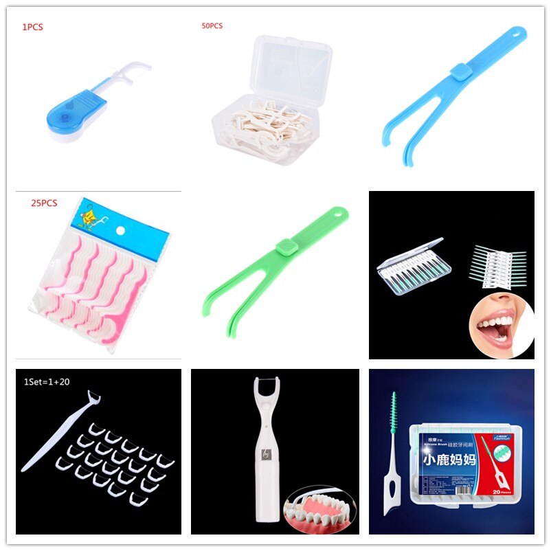 50M Ultra Mince Plat Fil Dentaire Réutilisable Porte-Fil En Plastique Dur Boîte interdentaire Avec 50m Flosses Pour Oral D'hygiène