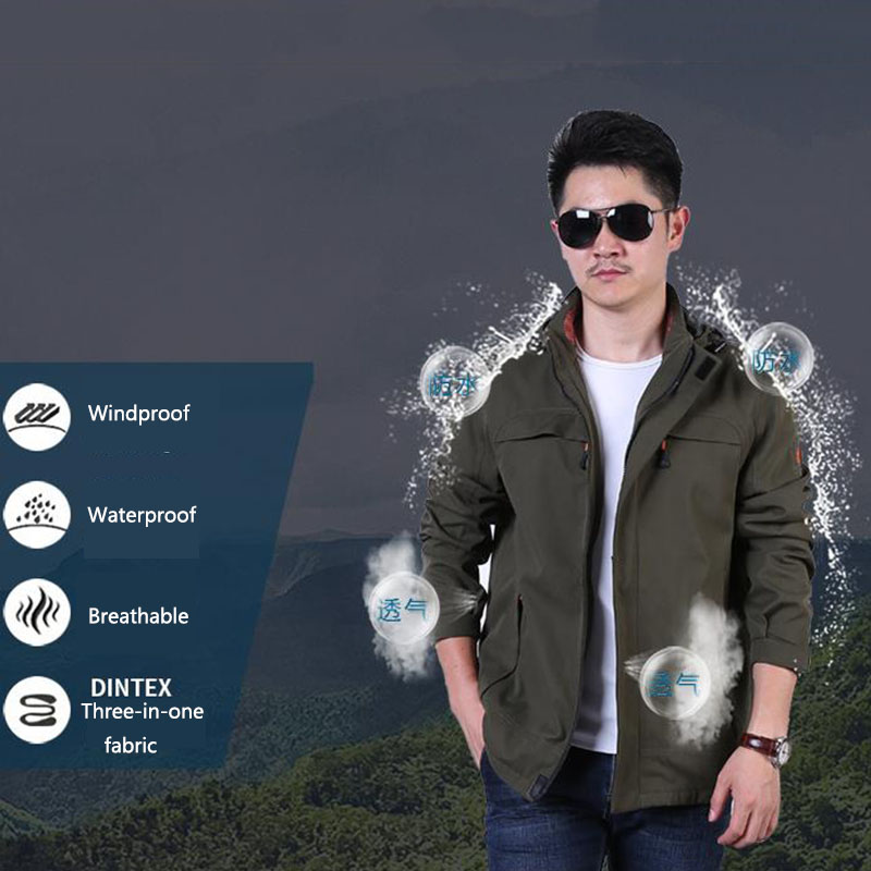 Men Outdoor Autumn Winter Warm Zipper Jacket Waterproof Windproof Thermal Hooded Jacket Trekking Climbing Hiking Sports Overcoat