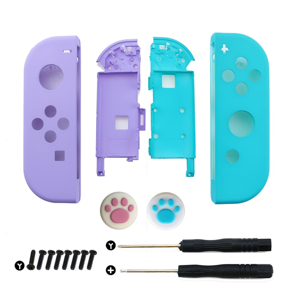 YuXi Plastic Right Left Housing Shell Case Cover for Nintendo Switch NS NX Joy-Con Controller with Silicone Analog Thumb Grip: BD