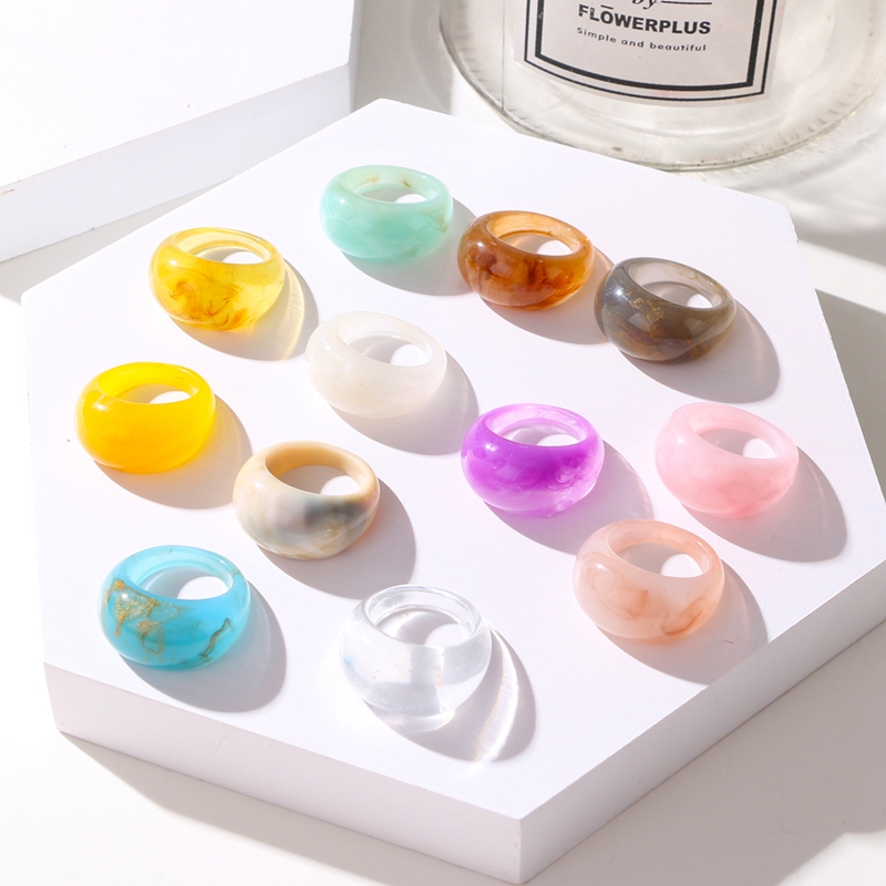 KUSS FRAU Neue Bunte Transparente Acryl Unregelmäßigen Marmor aufbringen Ring Harz Schildkröte Ringe für Frauen Mädchen Schmuck