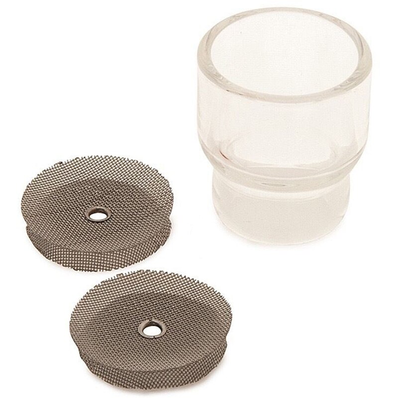 Pyrex tig sveisekoppsett til tigbrenner wp -9 & wp -17 gasslins 1.6mm og 2.4mm #12 størrelse kopp med filtre i rustfritt stål
