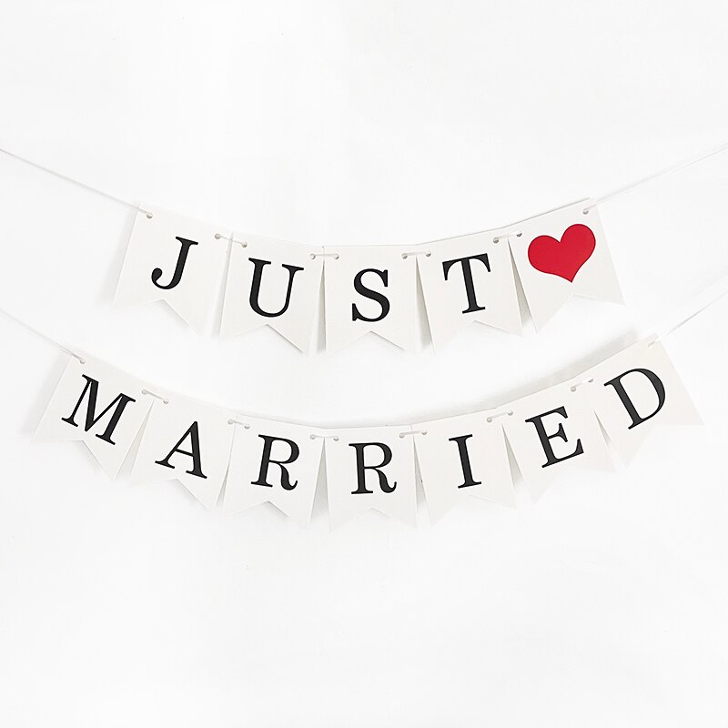 Wedding Bunting Banner Just Married Rustic Paper Garland Wedding Table Decoration Marriage Party DIY Hanging Flag Decor Supplies
