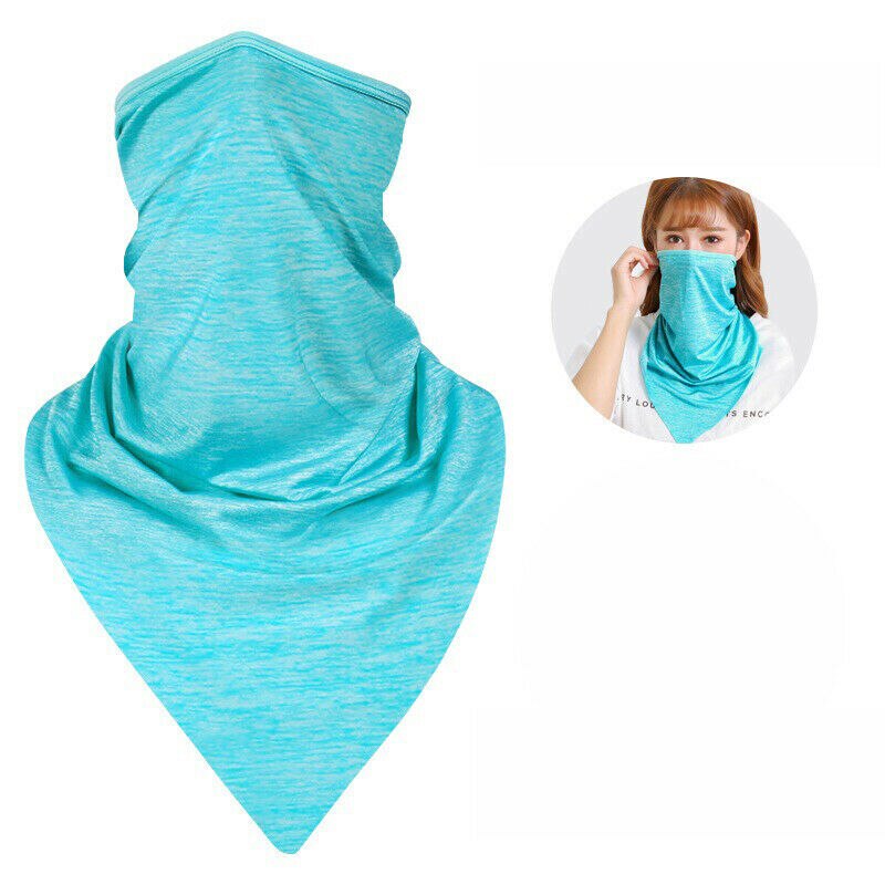 Cycling Face Bandana Outdoor Sports Women Men Headband Face Mask Neck Warmer Triangle Ice Silk Cool Scarf: Blue
