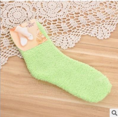 Winter Cute Fuzzy Socks Candy Color Soft Women Fluffy Socks Coral Velvet Warm Sleep Floor Socks yellow blue: Sky Blue