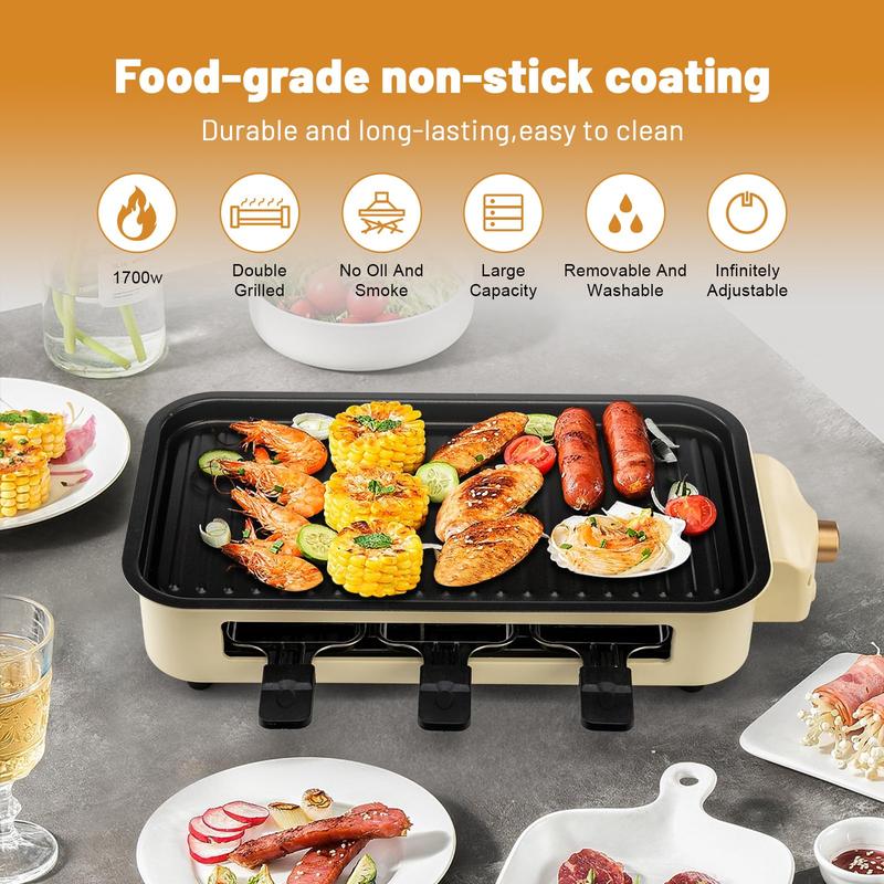 Pukomc elektrischer rauchfreier Innen grill, abnehmbare Antihaft-Koch platte, tragbarer koreanischer Grill mit abnehmbarer Temperatur