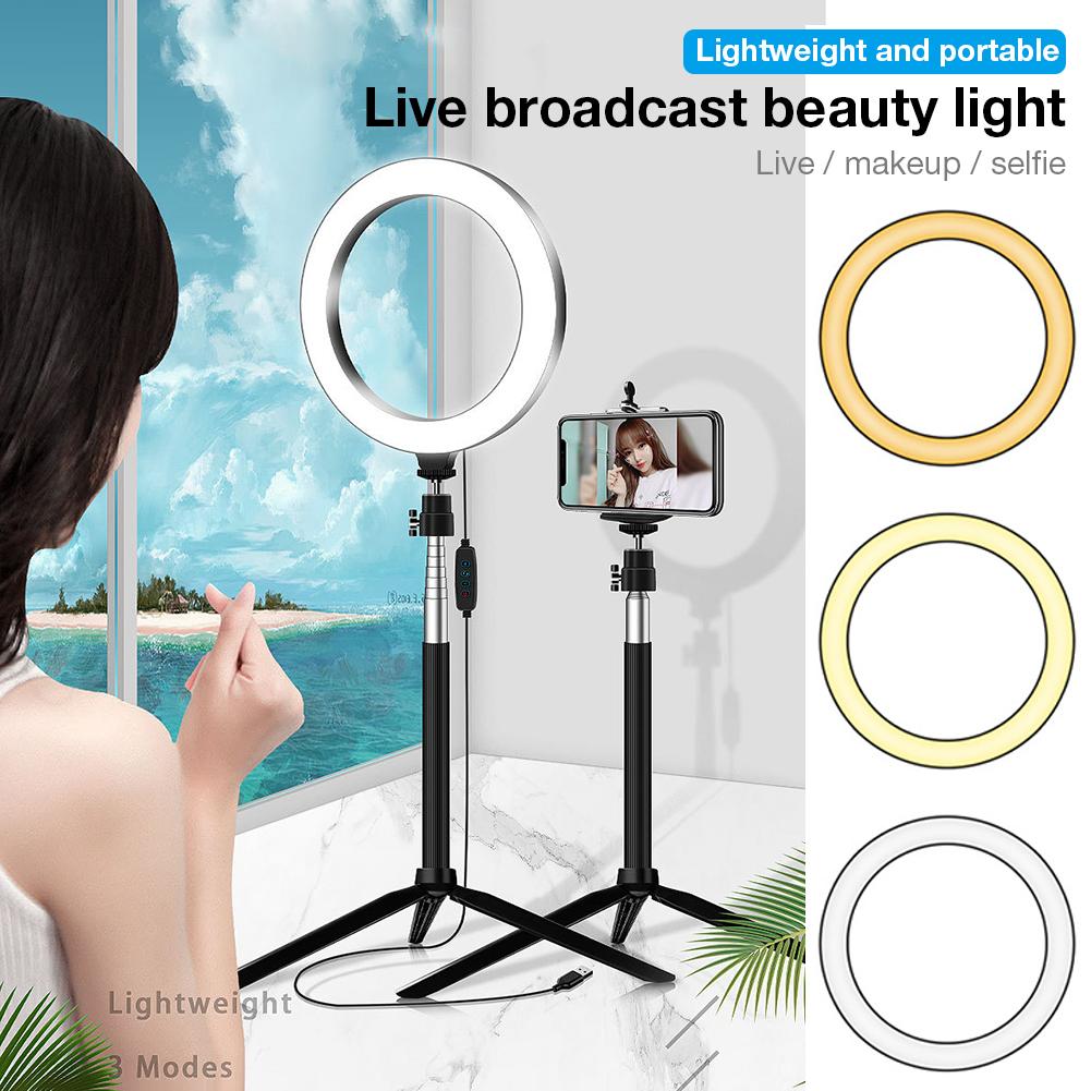 Draagbare 7W Ring Licht Voor Mobiele Telefoon Tablet Livestreaming Led Dimbare Vullen Licht Schoonheid Selfie Lamp Met Selfie Stok beugel