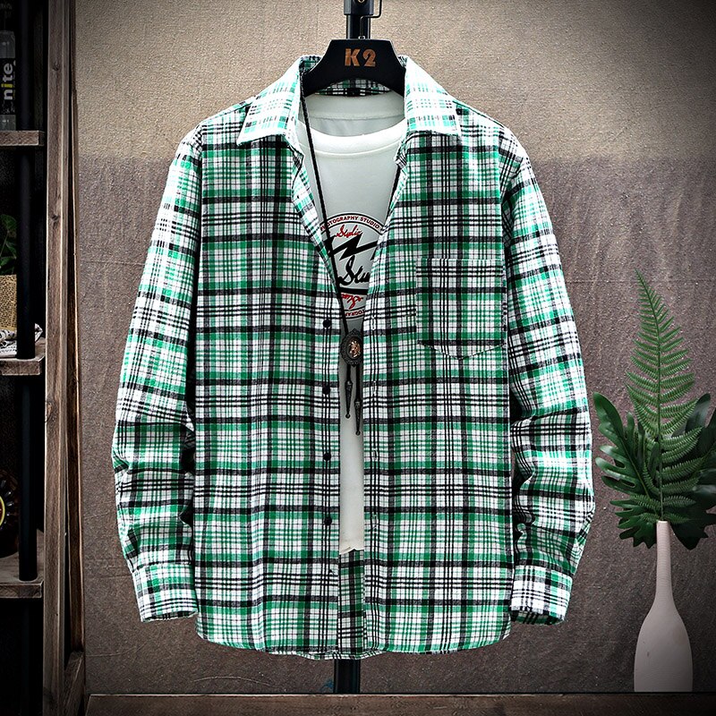 Rutete skjorter for menn sommer kortermet fritid slim fit rutete skjorte firkantet krage myke kausale herretopper med front