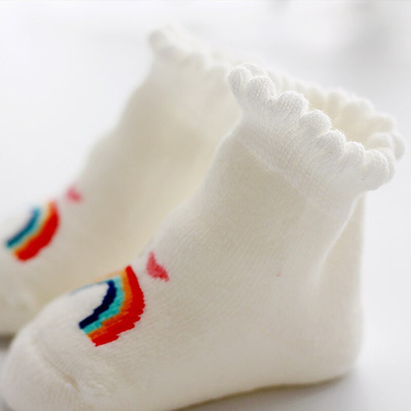 Lovely Baby Socks Colorful Stripe Baby Girl Boy Socks Cotton Anti-slip Infant Toddler Socks Soft Rainbow Newborn Socks Sokken