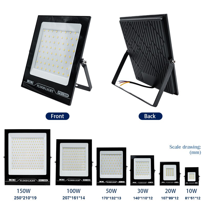 LED Flood Light IP67 Waterproof 10W 20W 30W 50W 100W 150W 220V 240V Floodlight Outdoor Lighting for Garage,Street,Garden,Yard