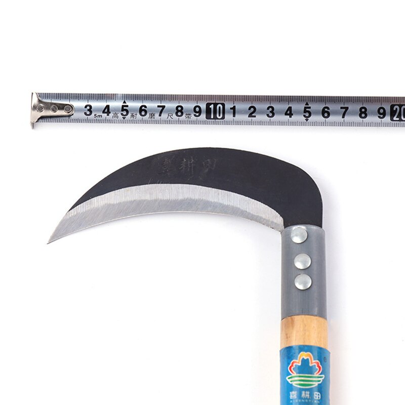 Faucille d'herbe de jardinage légère en acier au manganèse à longue poignée tranchante faucille à main pour désherber l'outil de jardin agricole