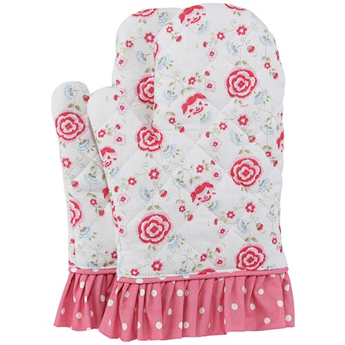 Neoviva bomull quilting ugnshandskar för kvinnor med volanger doris set  of 2 blommigt damm citron mikrovågsugnar kökstillbehör: Blommigt prisma rosa