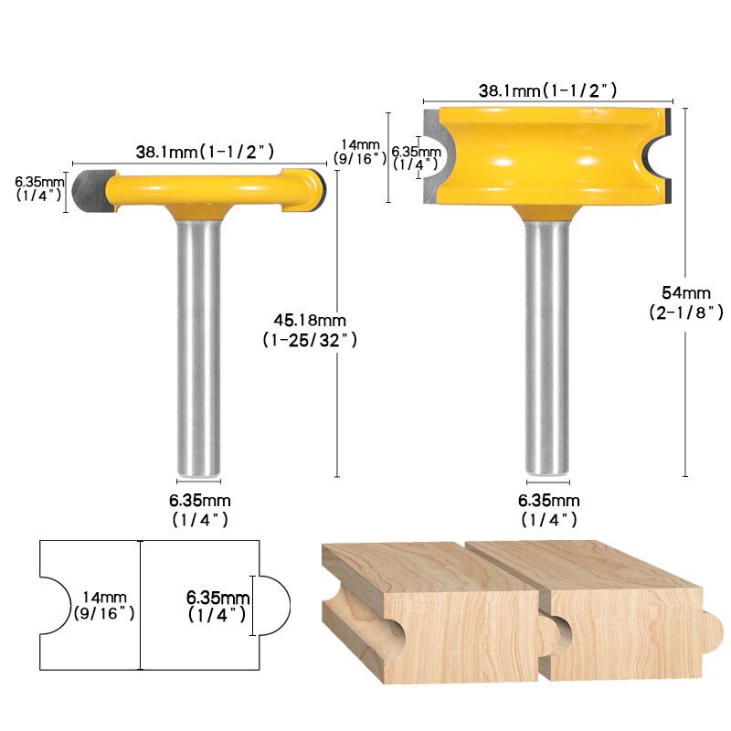 Juego de brocas para carpintería, herramientas de corte de espiga de madera de aleación de tungsteno y cobalto, vástago de 8mm y 1/4 pulgadas, 2 piezas: 6.35mm