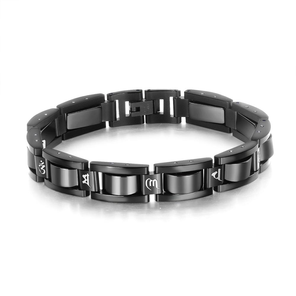 Pulsera magnética ajustable para hombre, de acero inoxidable, pulsera de titanio negro, pulsera magnética para amigos: Chapado en zinc negro