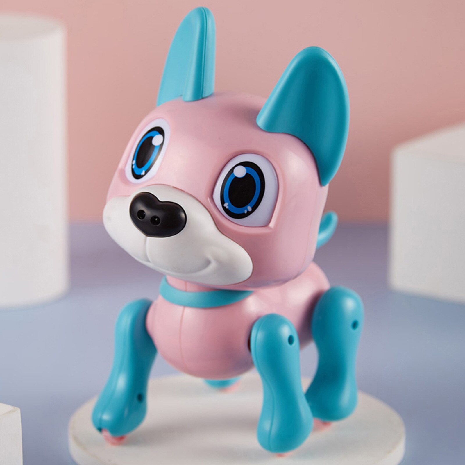 Perro robot interactivo electrónico inteligente para niños, juguete educativo para mascotas con detección de gestos: Rosa