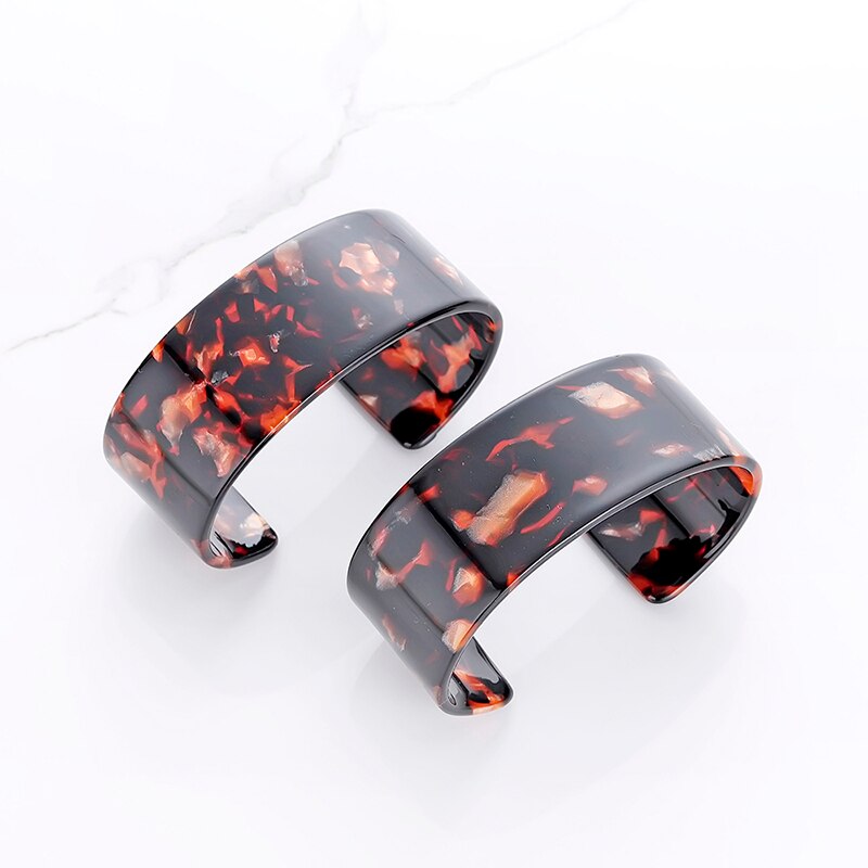 Tortoiseshell Cuff Acrylic Wide Bangles Bracelet For Women Vintage Resin Leopard Round Trendy Wedding Jewelry One Piece