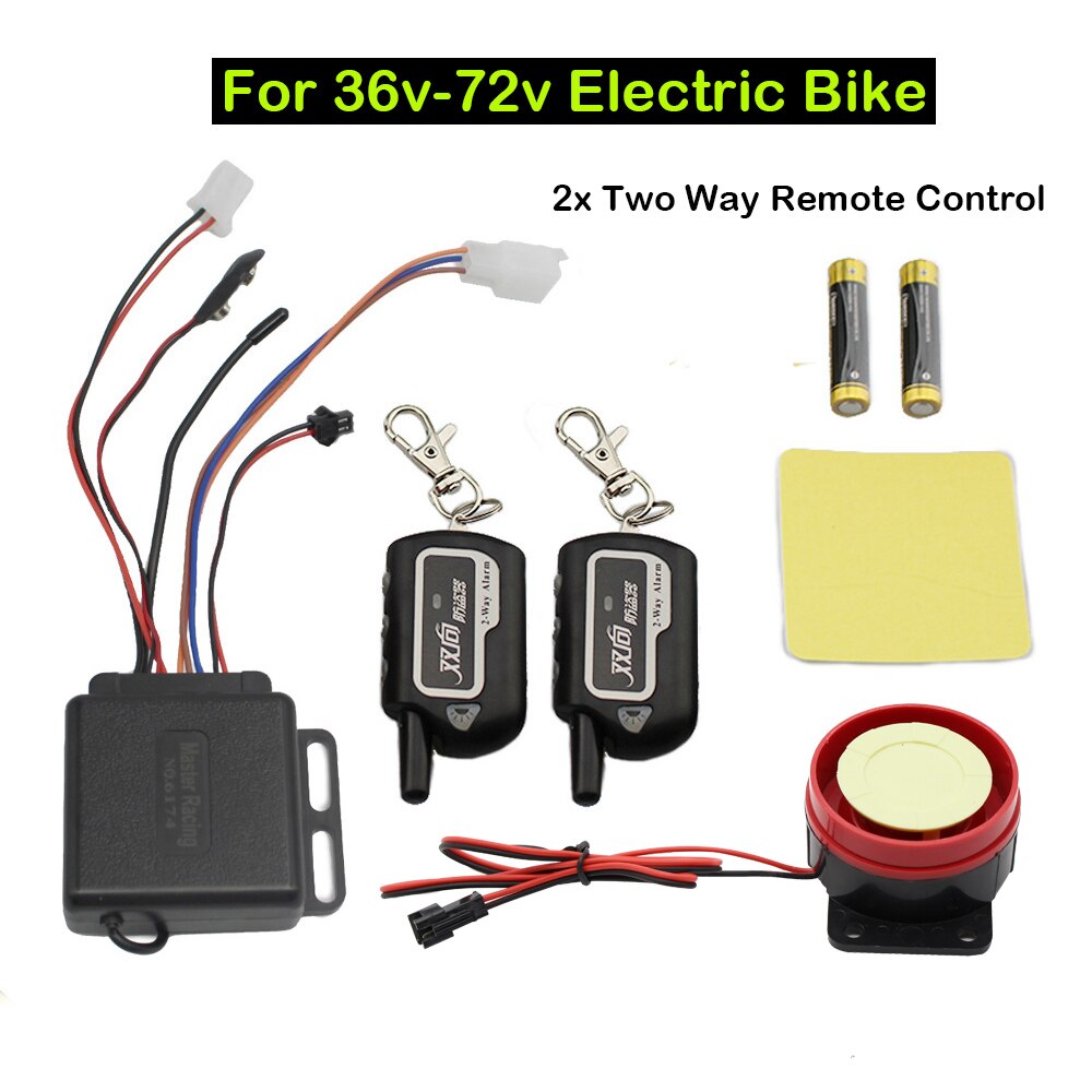 2-vejs Motorcykel Tyverialarm - Fjernstart Motor - 36V-72V - Elektrisk Scooter Alarm