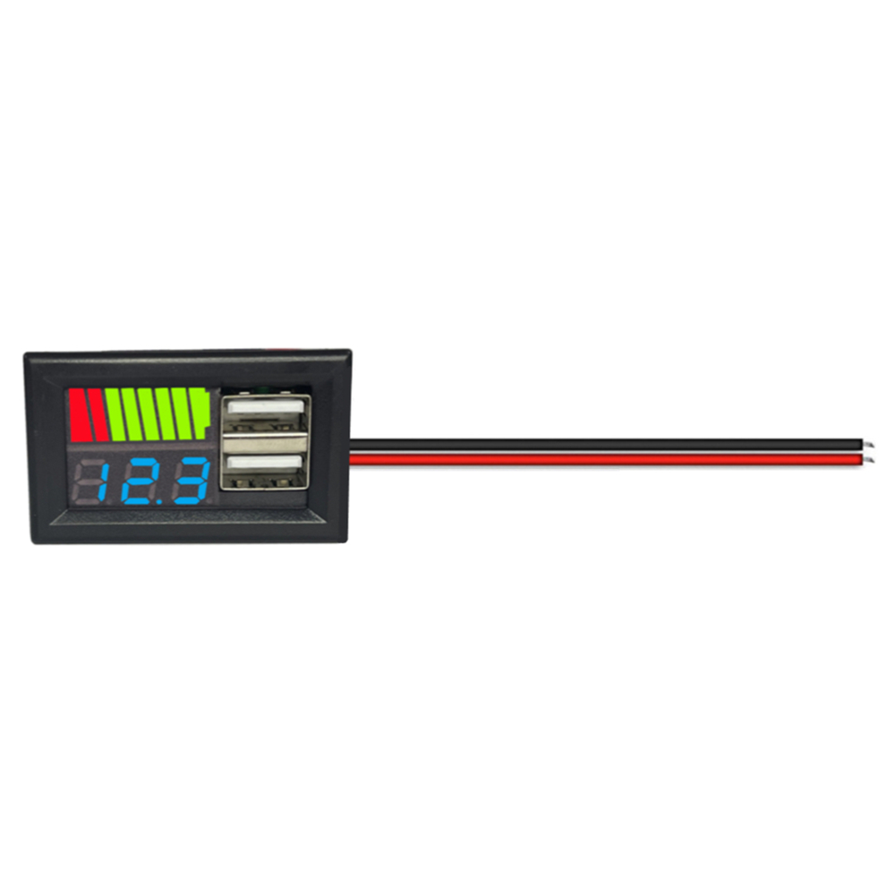 USB 5V 2.4A Car Voltmeter Voltage Meter Panel 12V-24V 3S-7S Lithium Battery Capacity Indicator Power Tester Li-ion Lead acid: Blue