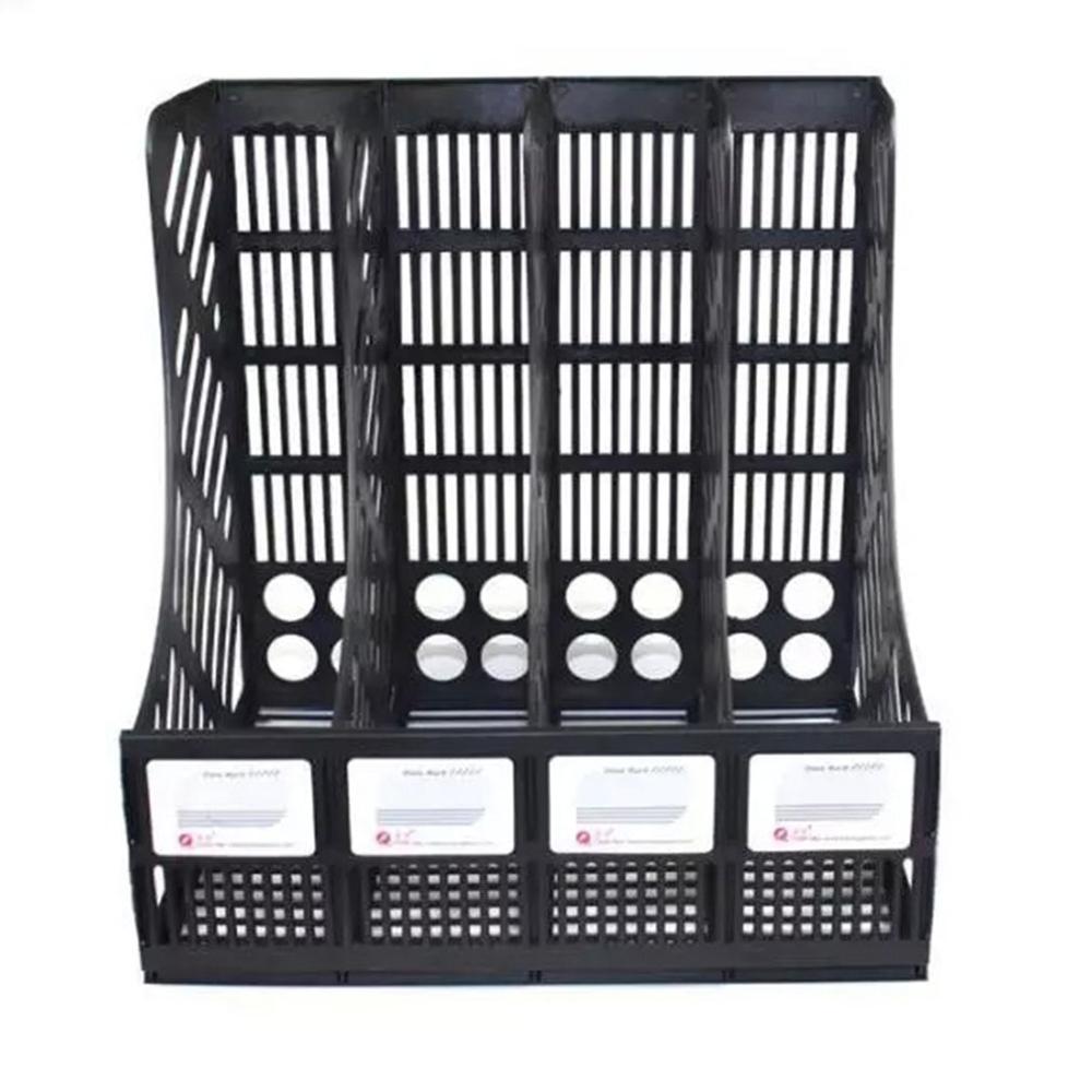 Porte-fichiers Document plateau 4-grille bureau stockage fichier organisateur maille fichiers étagère bureau fichier support de livre fournitures de bureau: Black