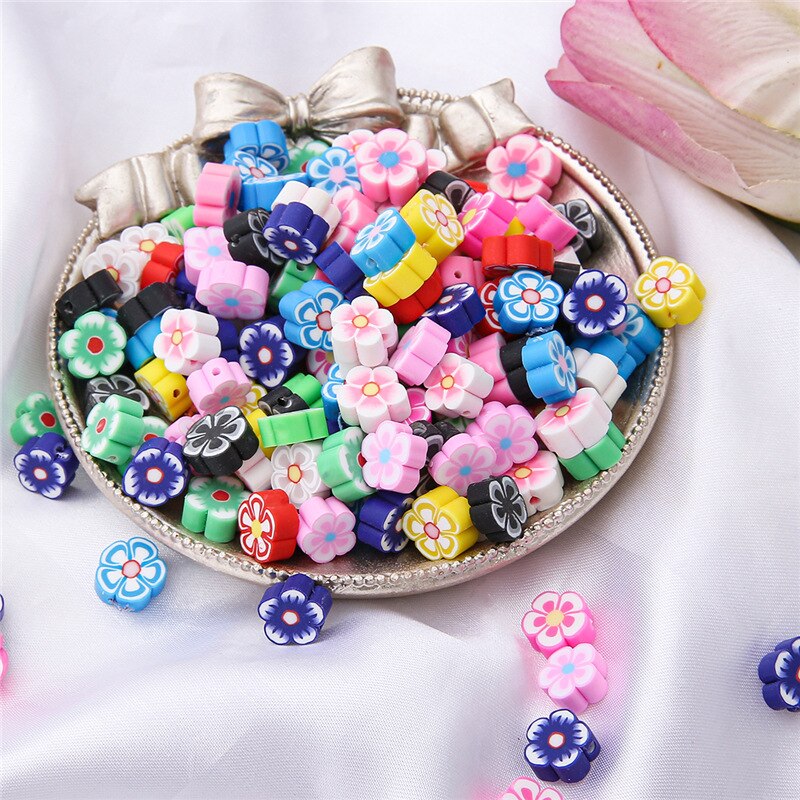 30Pcs30Pcs 10Mm Mixed Bloem Kralen Klei Kralen Polymer Clay Spacer Kralen Voor Handgemaakte Diy Armband Accessoires Sieraden Maken: 14