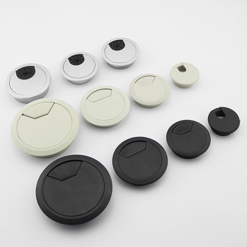 2Pcs Desk Wire Hole Cover Base Computer Grommet Table Cable Outlet Port Surface Line Box Furniture Hardwar