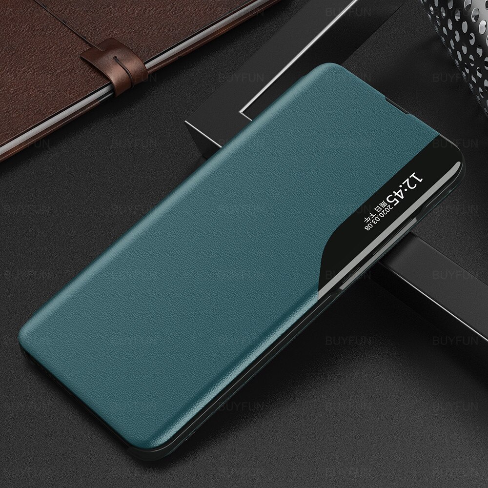 F3 5G fall smart fenster view magnetische leder flip-cover für xiaomi poco f3 pocophone poco poko f 3 pocof3 telefon buch stand fall: poco f3 / green