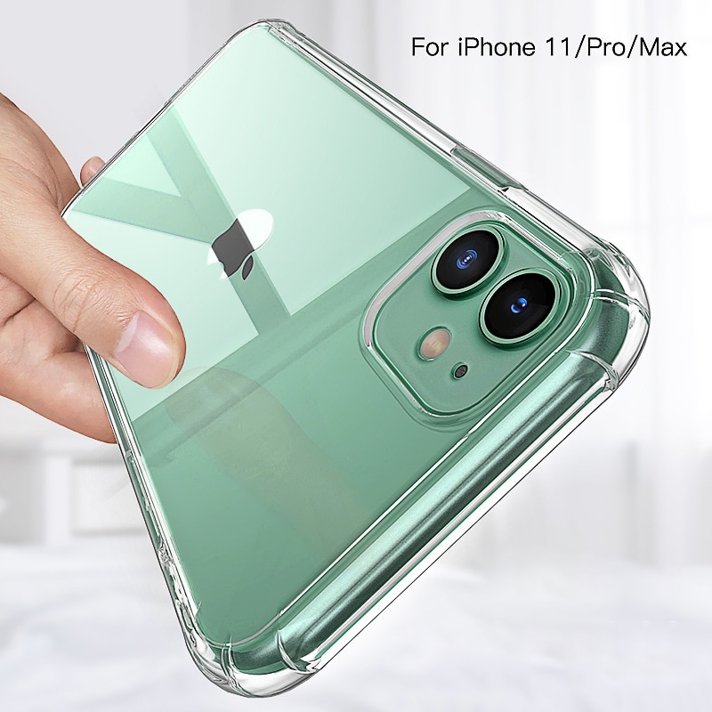 Silicone Soft TPU Anti-Knock Phone Case for iPhone 12 Mini 11 Pro Max SE X XR XS Max Transparent Phone Case for iPhone 12 11 Pro