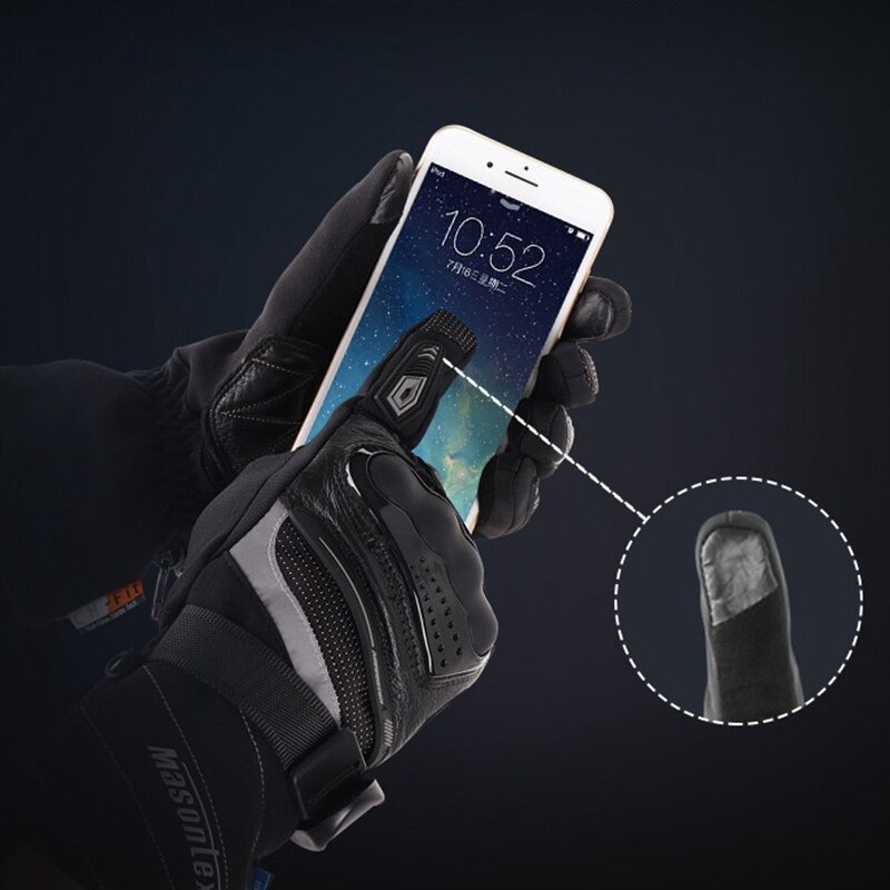 Masontex gants d'hiver Moto hommes étanche Contact Sn Moto gants Motocross gants doigt complet noir
