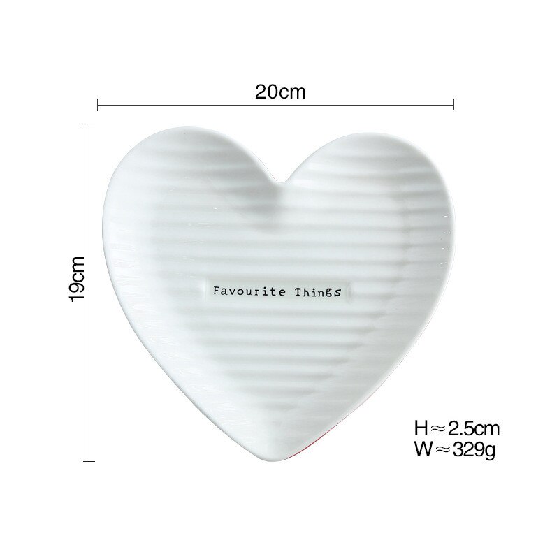 Nordic Heart Shape Ceramic Plate Romantic Porcelain Dinner Plate Lover's Breakfast Dinnerware Home Decorative Snack Dishes Plate: White / L 19x20cm