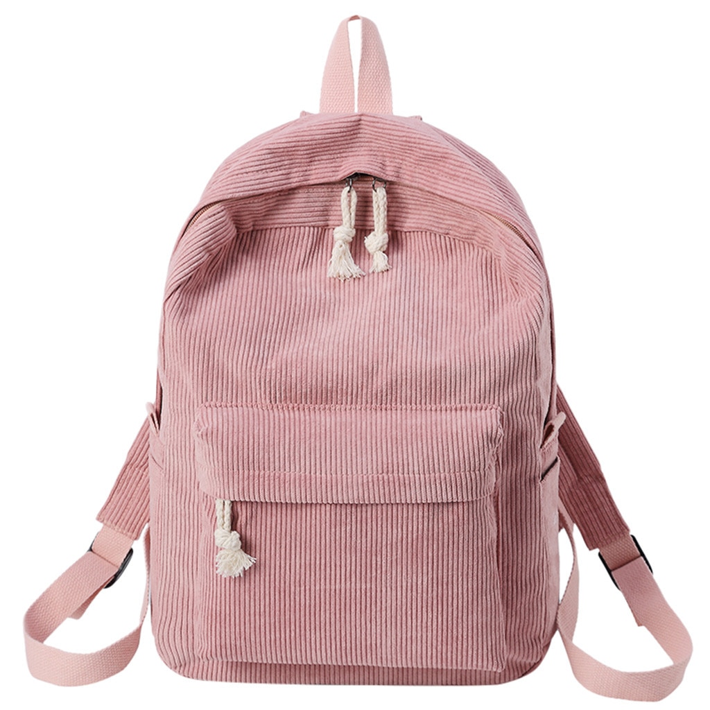 OCARDIAN Preppy Style Soft Fabric Backpack Female Corduroy School Backpack For Teenage Girls Striped Backpack Women May14