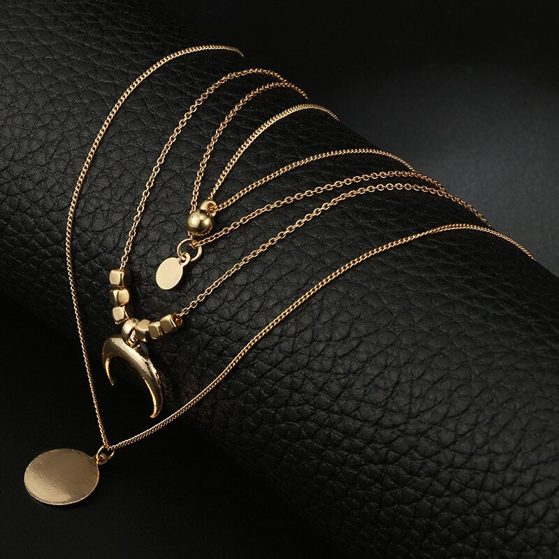 Guldfarve power halskæder til kvinder langmåne kvast vedhæng power halskæder & vedhæng blonder smykker