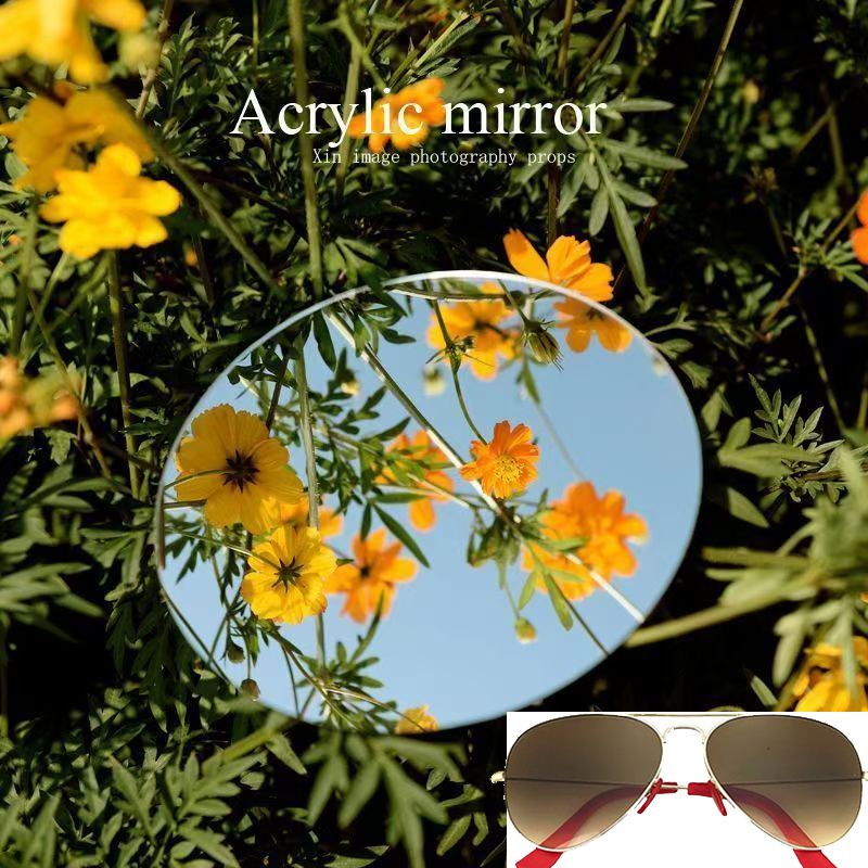 Outdoor mirror for taking photos, outdoor round mirror, frameless hand-held selfie mirror, makeup lens: Bronze