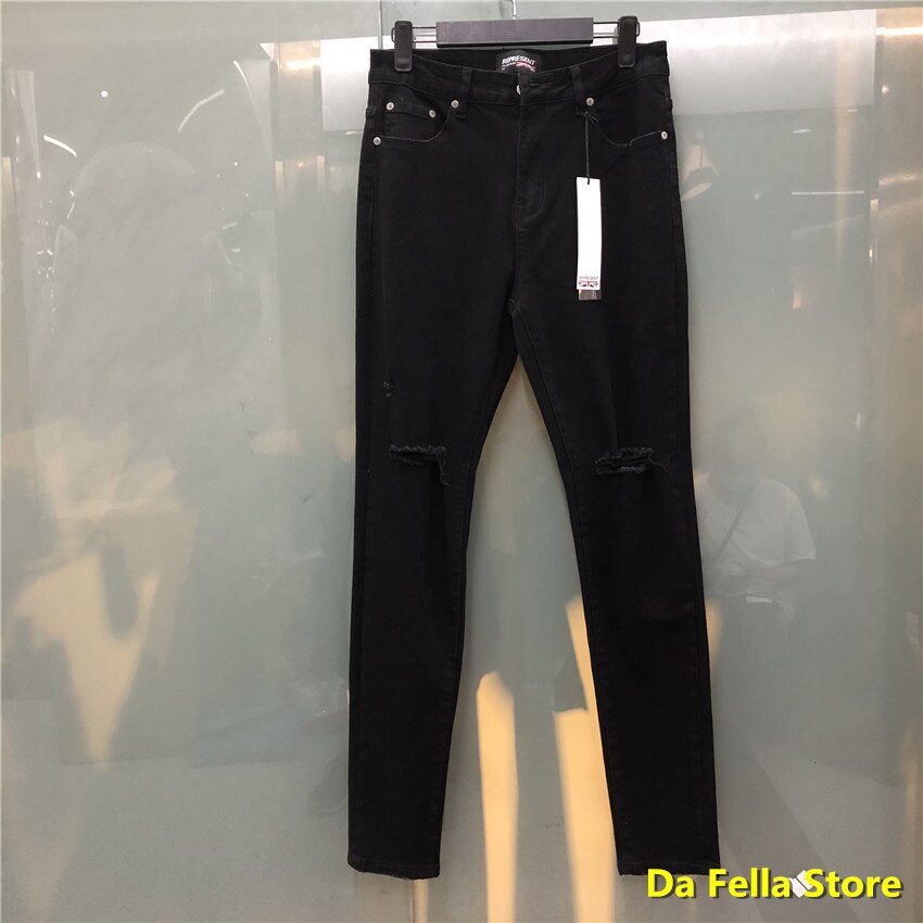 Repræsentere high street jeans mænd kvinder slidte patch stil repræsentere bukser 1:1 version jeans slim stretch pencil bukser: 3 / M