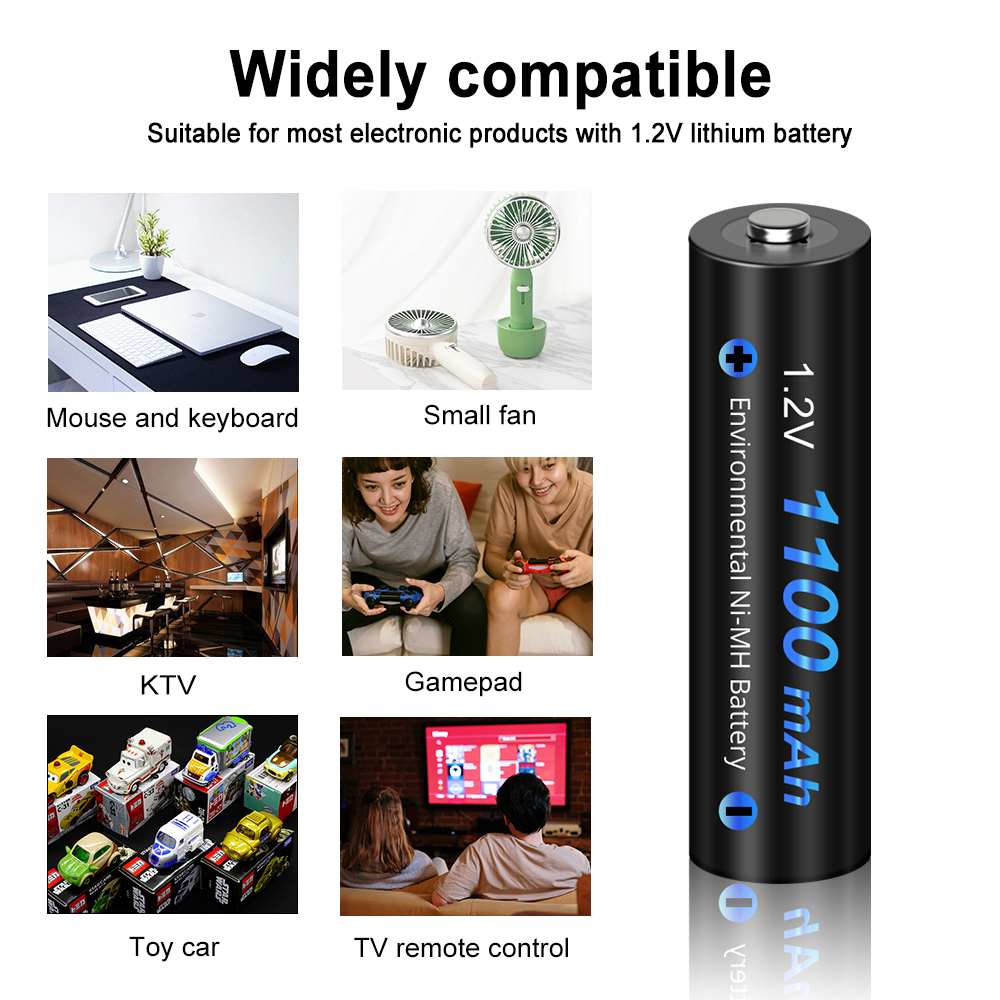 CITYORK-pilas recargables de 1,2 V, AAA, 1100mAh, NI-MH, 3A, 4 ranuras, LCD, USB, cargador de batería recargable de 1,2 V, AA, AAA