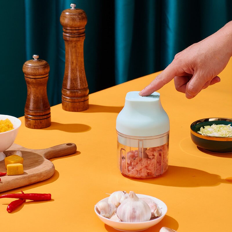 40W Power Electric Food Garlic Grinder Chopper USB Rechargeable Vegetable Crusher Press Meat Fruit Mini Processor for Baby Food