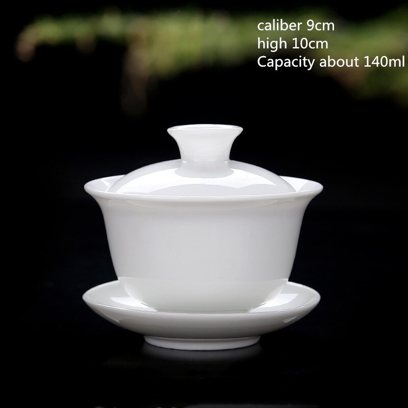 Kinesisk hvid porcelæn dæksel skål tekop te sæt tekop tekop te bærbar tesæt husholdnings drikkevarer redskaber wshyufei: 140ml