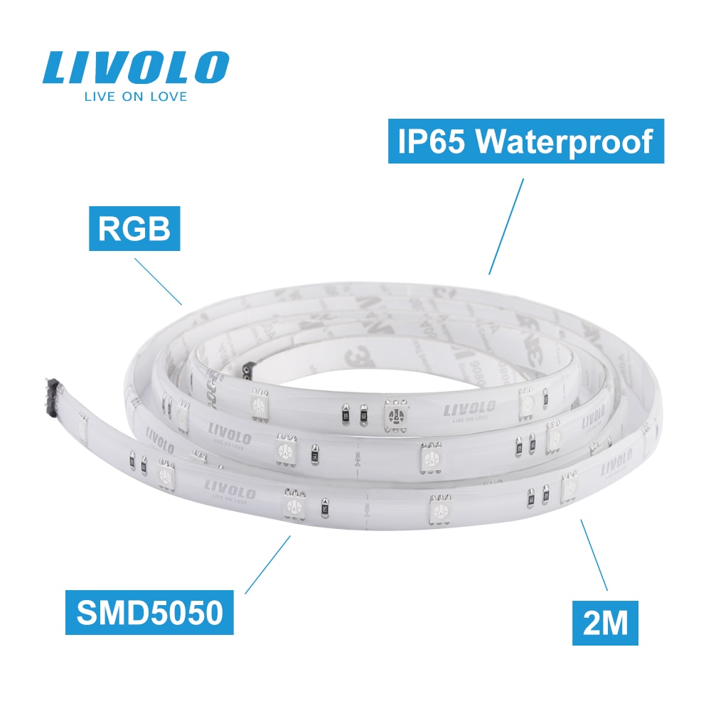 Livolo Slimme Wifi Led Licht Strip 2M 5050 Rgb Flexibele Lint Structuur, App Google Home Alexa Controle, 12V Adapter, Intelligente