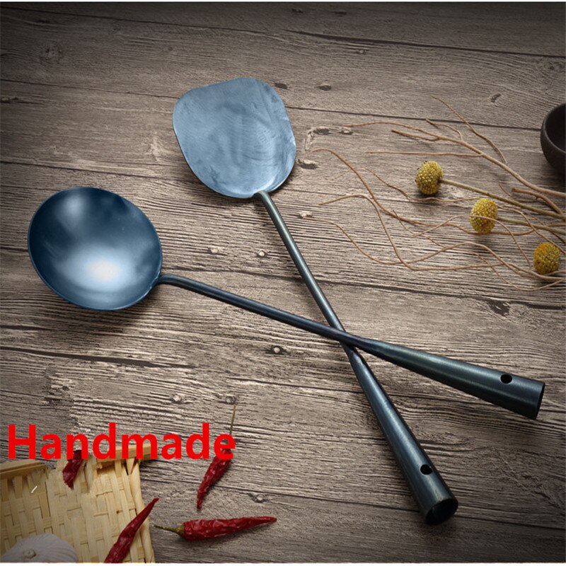 Cuillère à friture pour beignets, huile, Baba, cuillère en fer Durable, Portable, fer à la main, antiadhésif, louche, Wok, spatule pour aliments