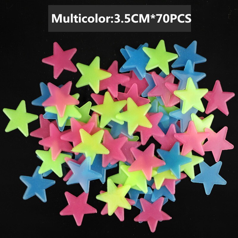 Fluorescent Luminous Kids Bedroom Storage Rooms Star Children's Glow in the Dark Toys Sticker Adhesive Sticker: Medium Star Color