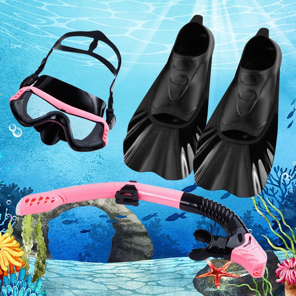 Snorkeling Set Silicone Swim Goggles Scuba Diving Mask Dry Snorkel Swim Fins buceo маска для плавания очки для плавания
