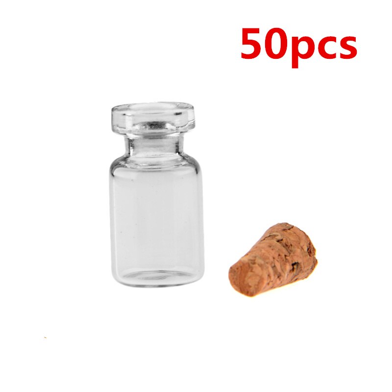 50Pcs/100Pcs 0.5Ml Mini Clear Glazen Fles Wensen Fles Flesjes Lege Glazen Potten Met Kurk bruiloft Fles Glas