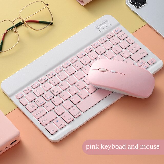 Bluetooth Keyboard and Mouse For Apple Teclado iPad Xiaomi Samsung Huawei Phone Tablet Wireless Keyboard For Android IOS Windows: pink keyboard mouse