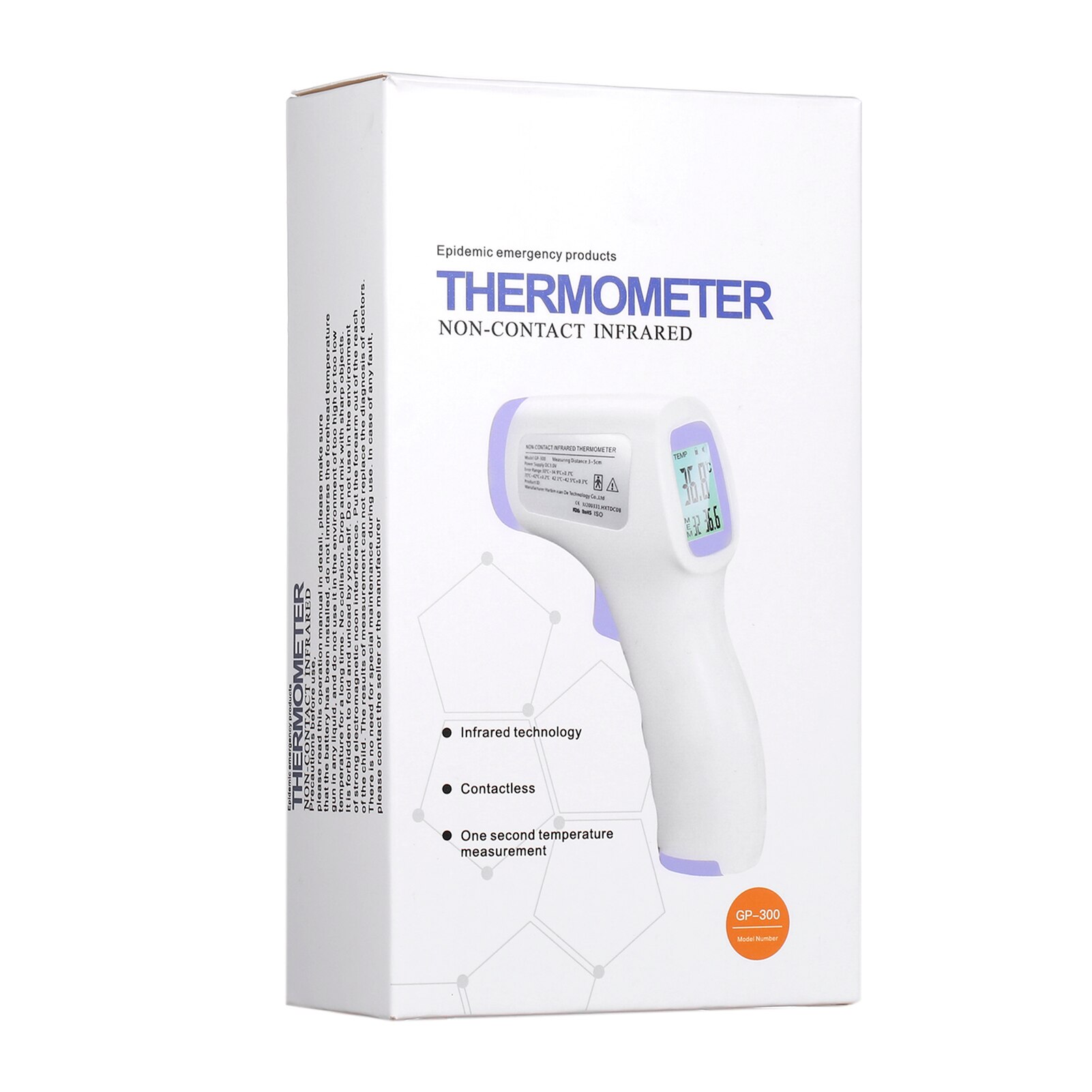 Non-contact IR Infrared Thermometer Forehead Body/ Object Thermometer Temperature Measurement LED DigitalDisplay for Baby Adults