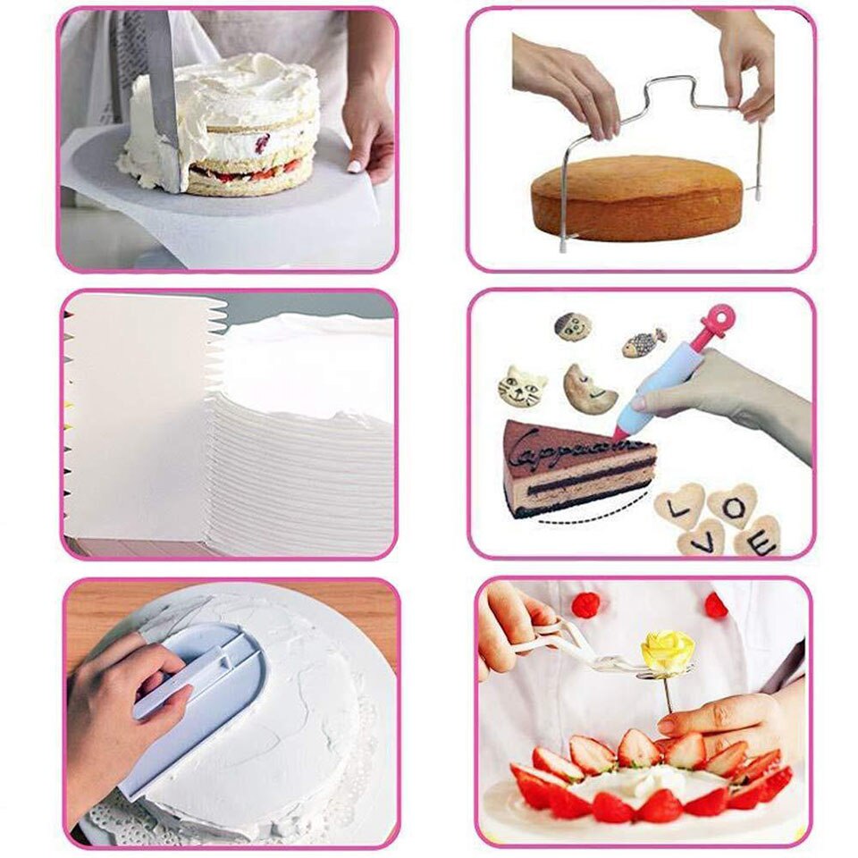 73Pcs Cake Decorating Kit Supplies Baking Tools with Cake Turntable Tips Icing Spatula Smoother Leveler Coupler Frosting