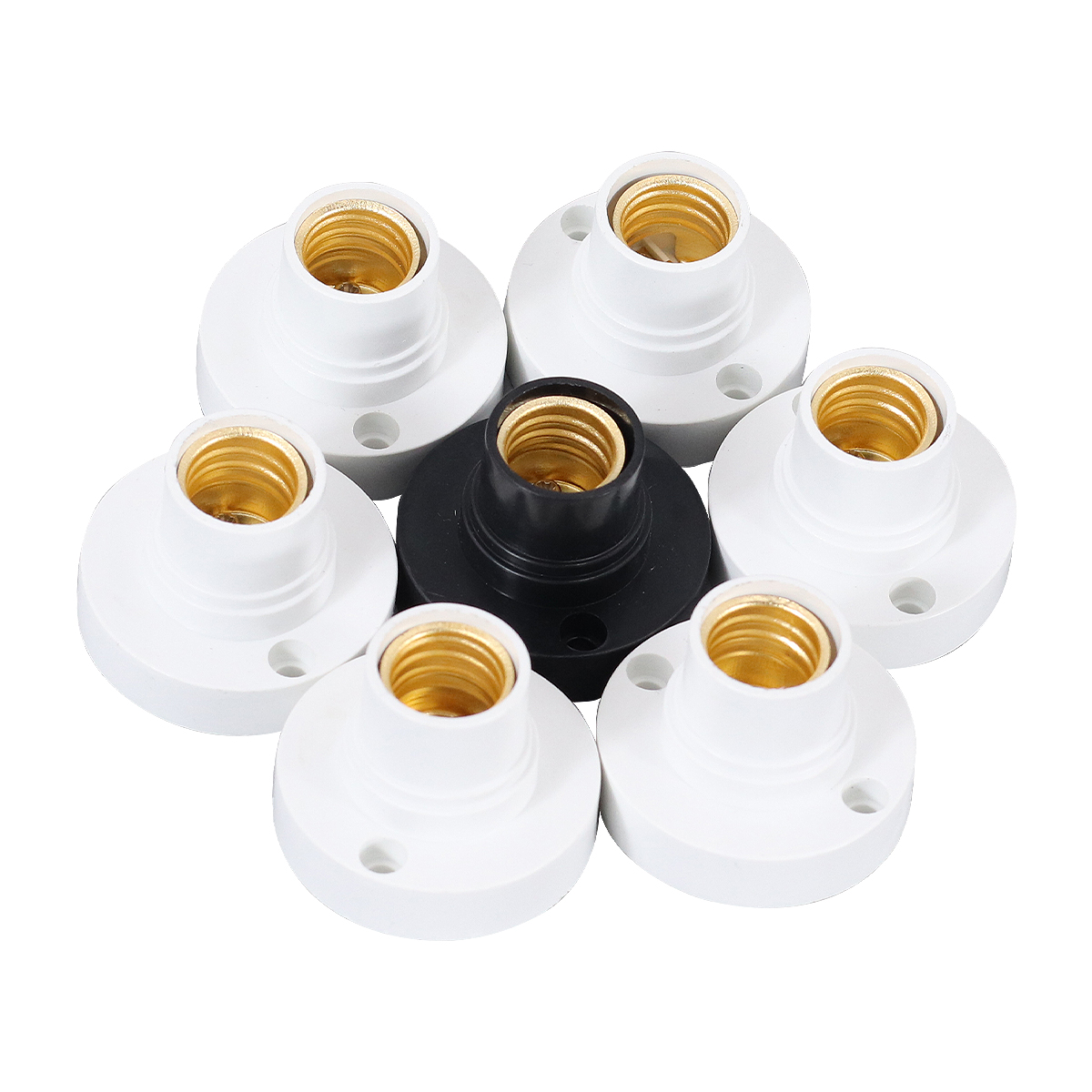 10 Uds. Base de tornillo de lámpara E14 casquillo de lámpara de bombilla de plástico redondo, soporte de Base de tornillo de bombilla, adaptador de soporte de casquillo de tornillo (negro)