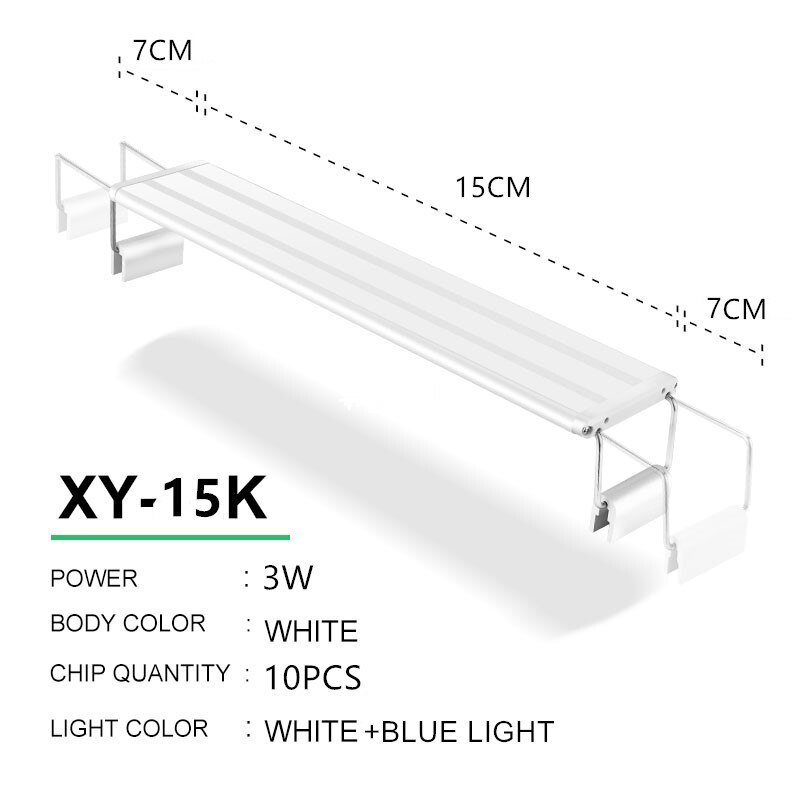 Oświetlenie LED do akwarium 15-57cm wysokiej jakości lampa do akwarium z wysuwane uchwyty białe i niebieskie ledy pasuje do akwarium: XY-15N WhitexBlue